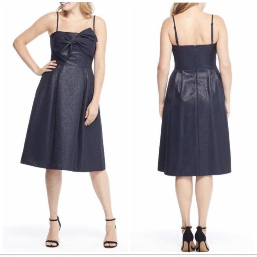 Gal Meets Glam Navy Bow-Front Midi Dress